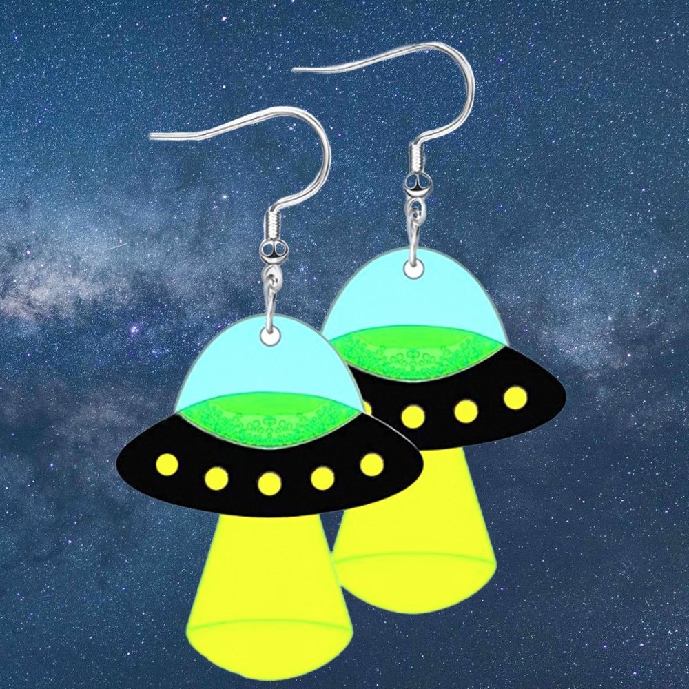 Close Encounter UFO Resin Earrings